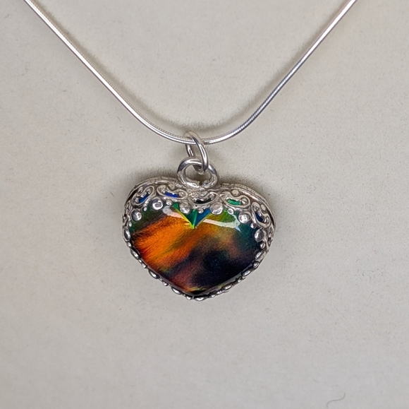 Aurora Borealis Opal Heart Necklace - Picture 8 of 11
